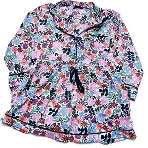 Kate Spade Spring Floral Print Long Sleeve + Shorts PJ Pajama Set Size XL